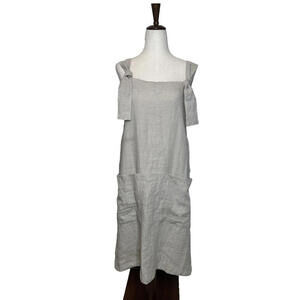 Vikolino Linen Garden Dress S Boutique 100% French Linen Apron Country Style NWT